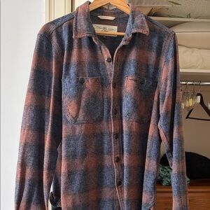 Rogue Territory Blue and Blush Plaid Button-Down flannel Shirt